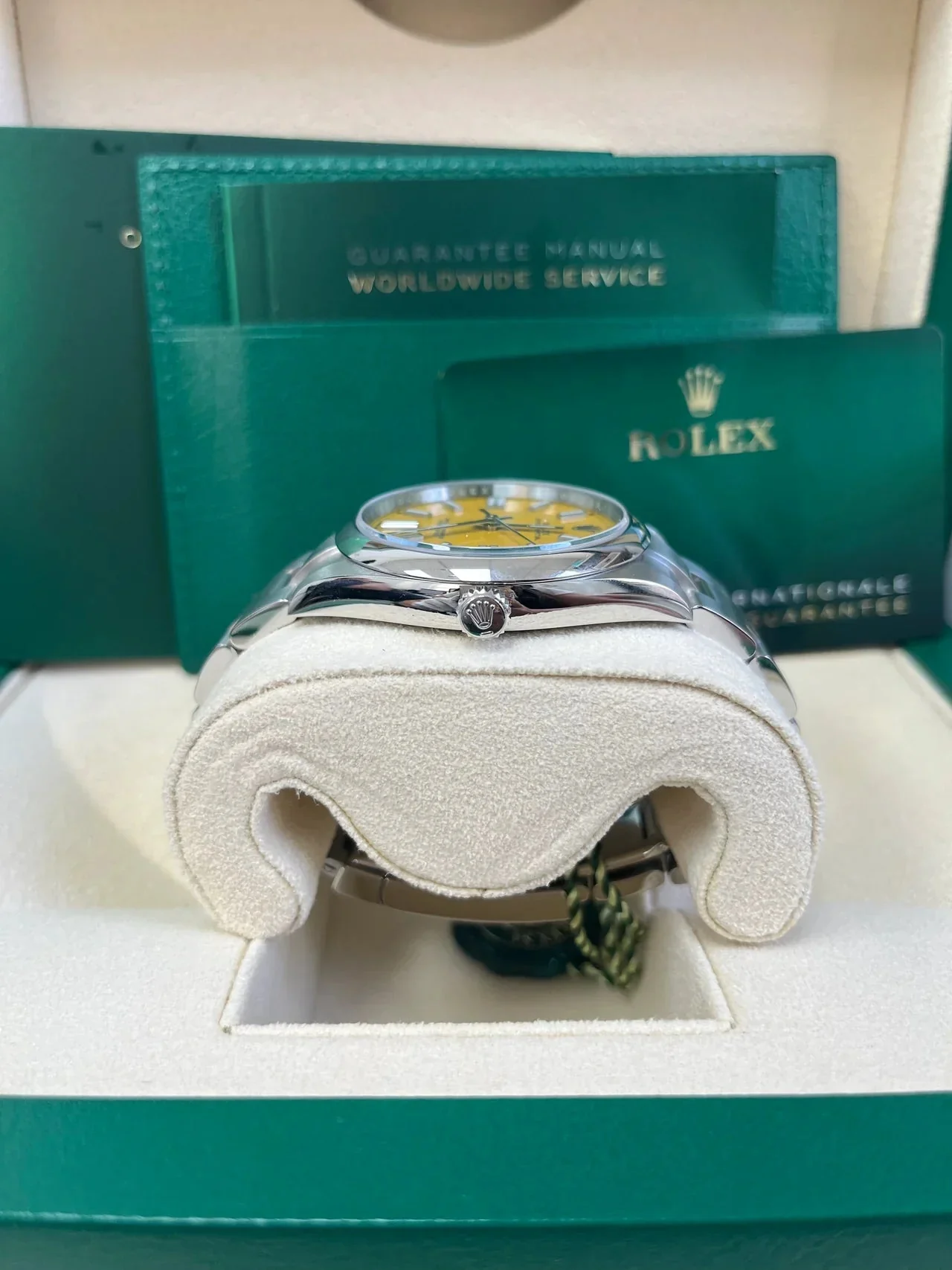 Rolex Oyster Perpetual Sunflower Yellow Dial – gallery view