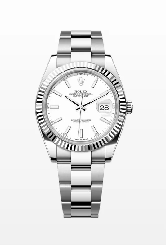 Rolex Datejust 41 126334 Fluted Bezel Oyster White – main view