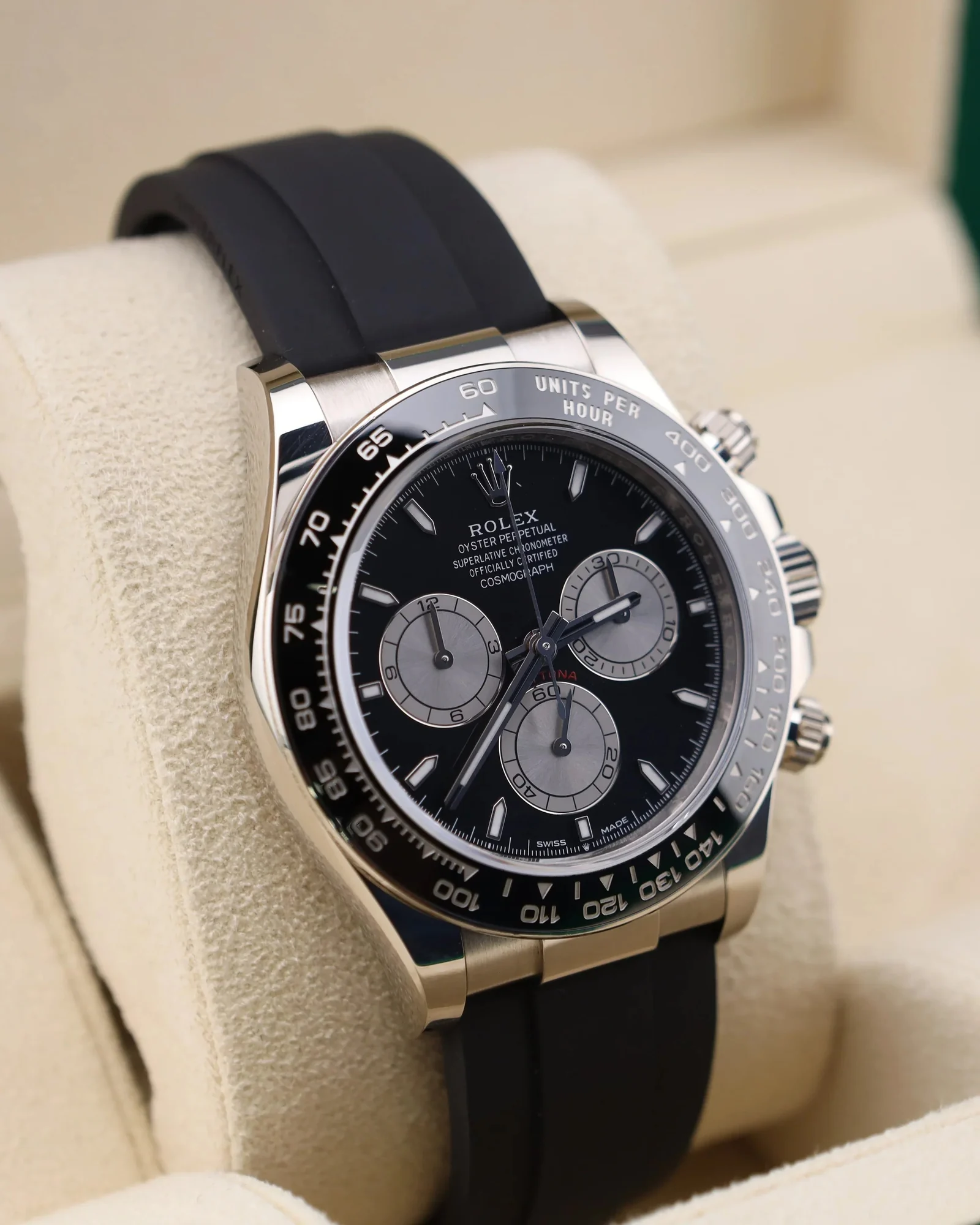 Rolex Cosmograph Daytona White Black Dial On Oysterflex 126519LN – gallery view