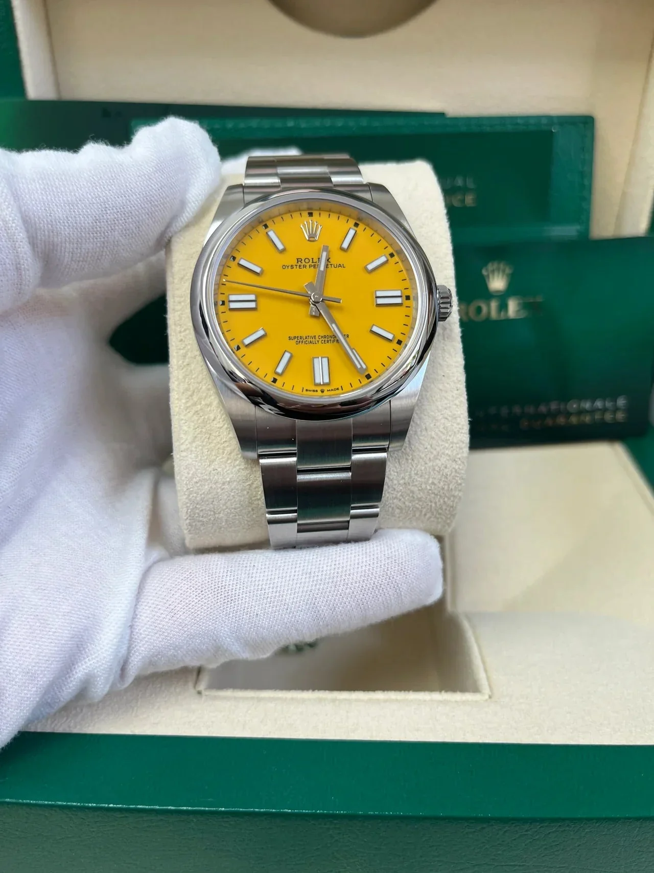 Rolex Oyster Perpetual Sunflower Yellow Dial – gallery view