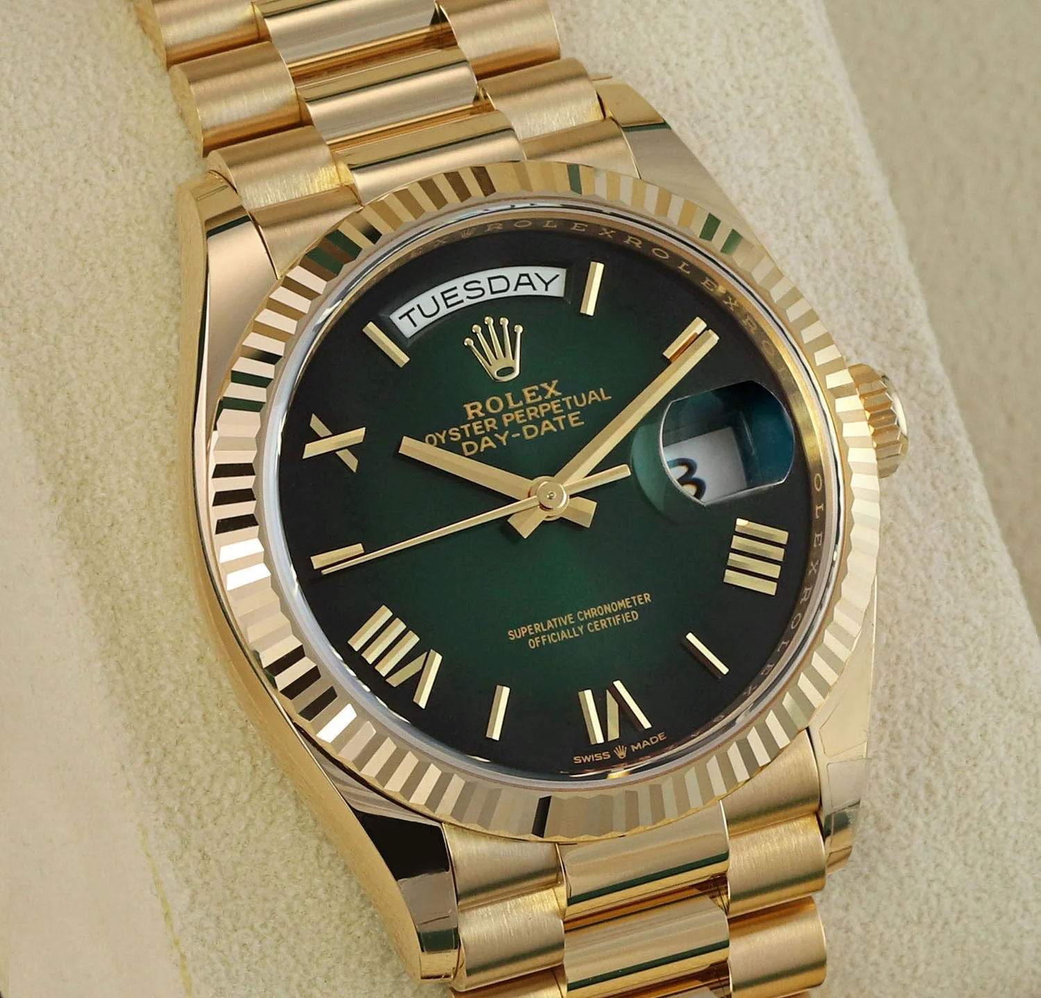Rolex Day-Date Yellow Gold 128238 Green – gallery view