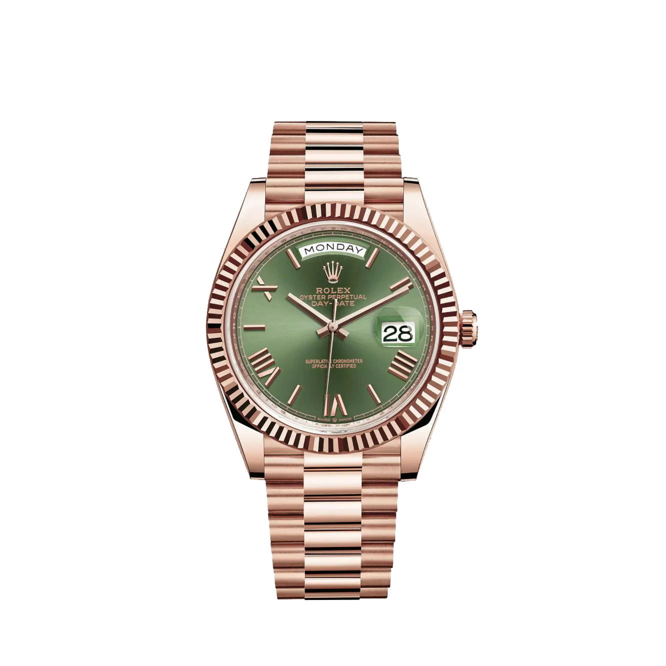 Rolex DayDate 40 Olive Rose Gold Men's – main view