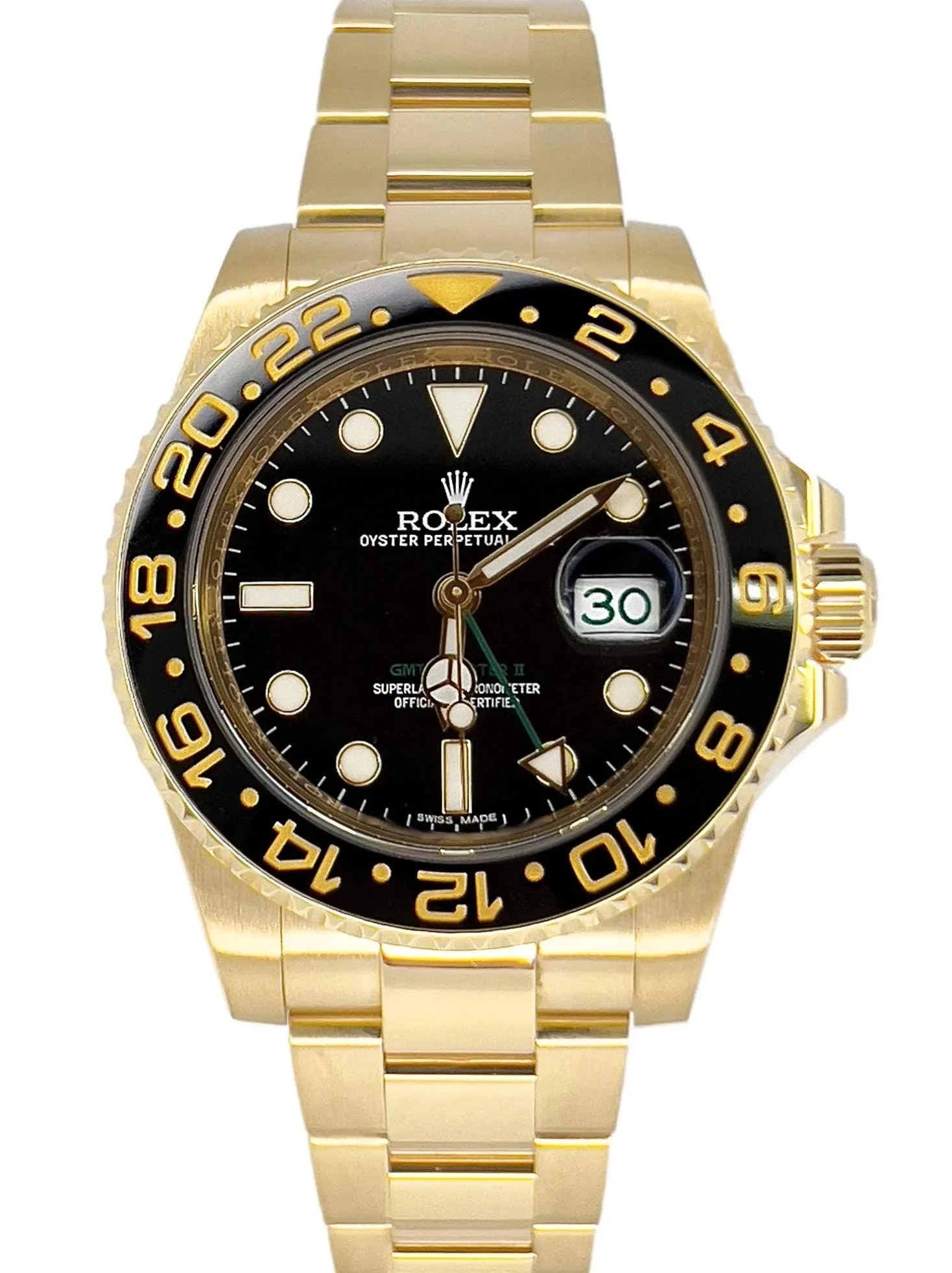 Rolex GMT-Master II 116718LN Yellow Gold Black Dial Oyster – main view