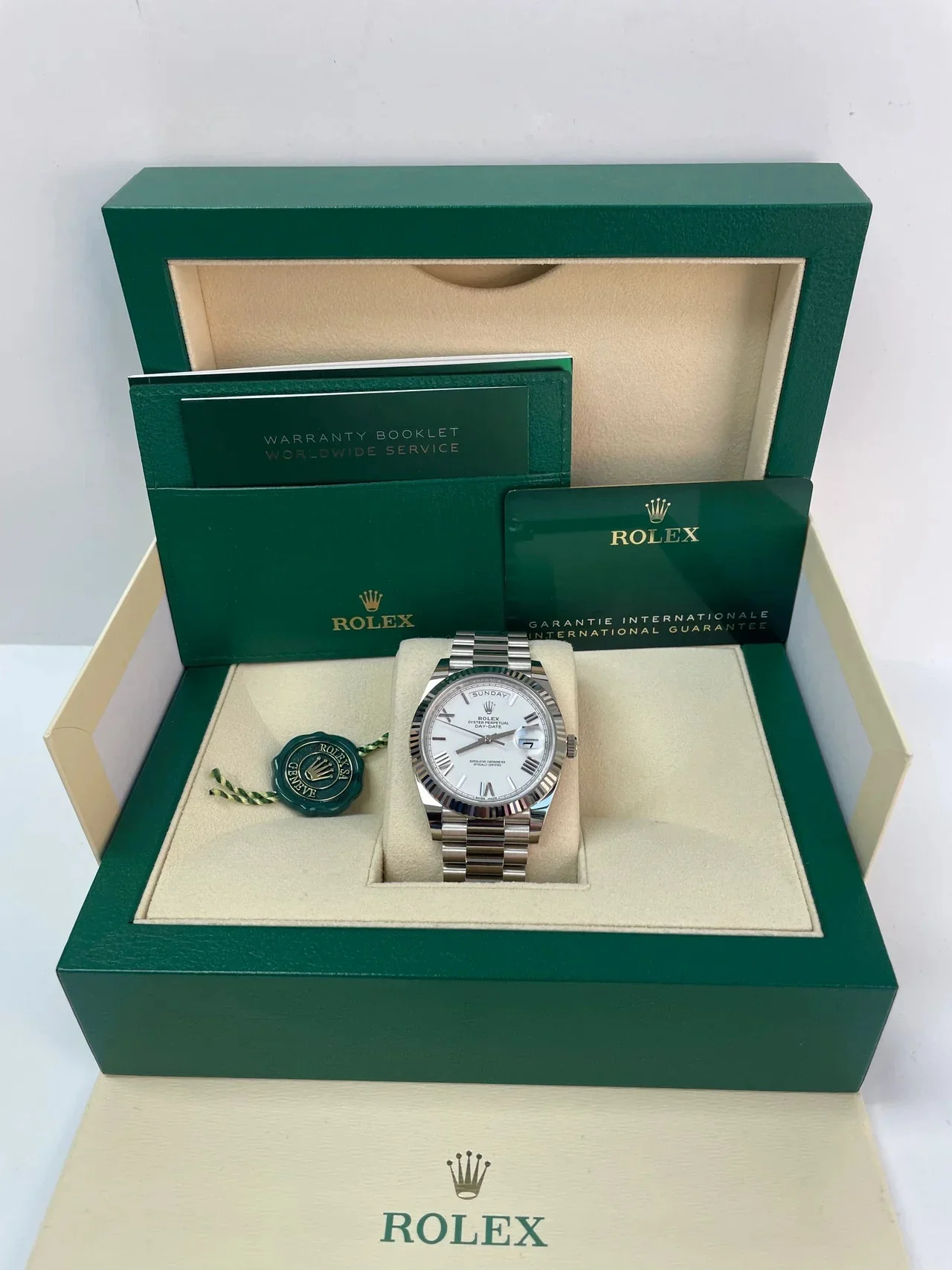 Rolex Day-Date 40 White Roman Dial – gallery view