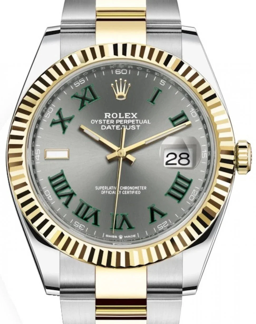 ROLEX Datejust 41mm Wimbledon Two Tone Gold / Silver Oyster – main view