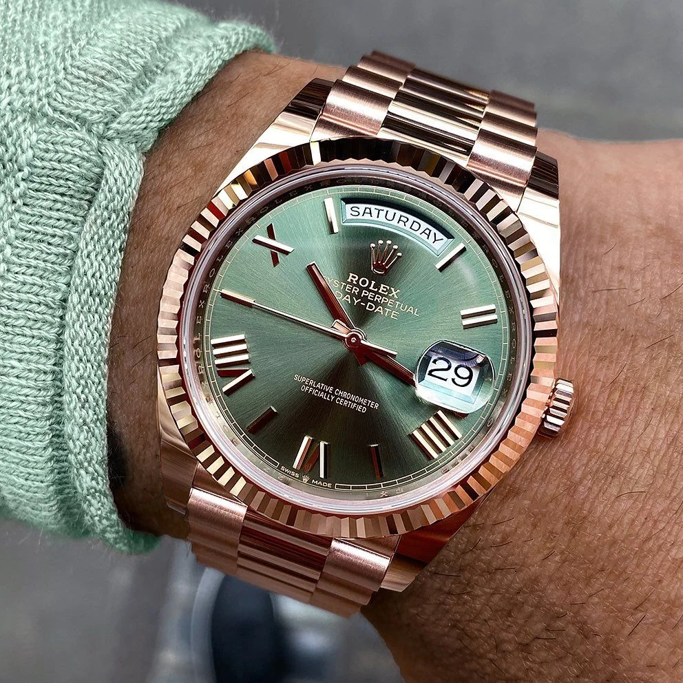 Rolex DayDate 40 Olive Rose Gold Men's – gallery view