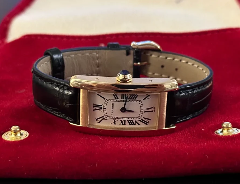 Cartier Tank Americain Gold bracelet noir – gallery view