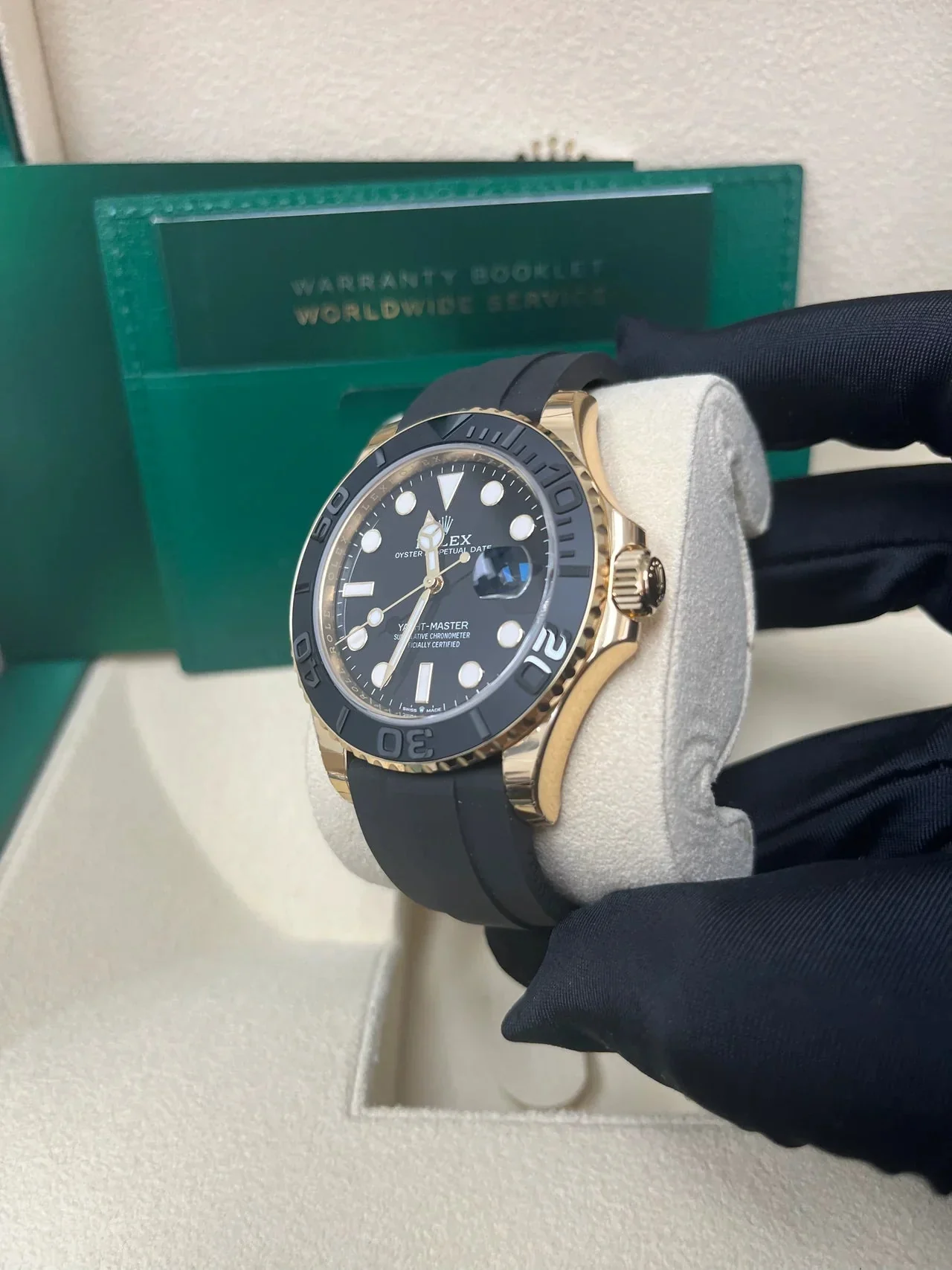Rolex Yacht-Master Gold Black Dial Oysterflex 226658 – gallery view