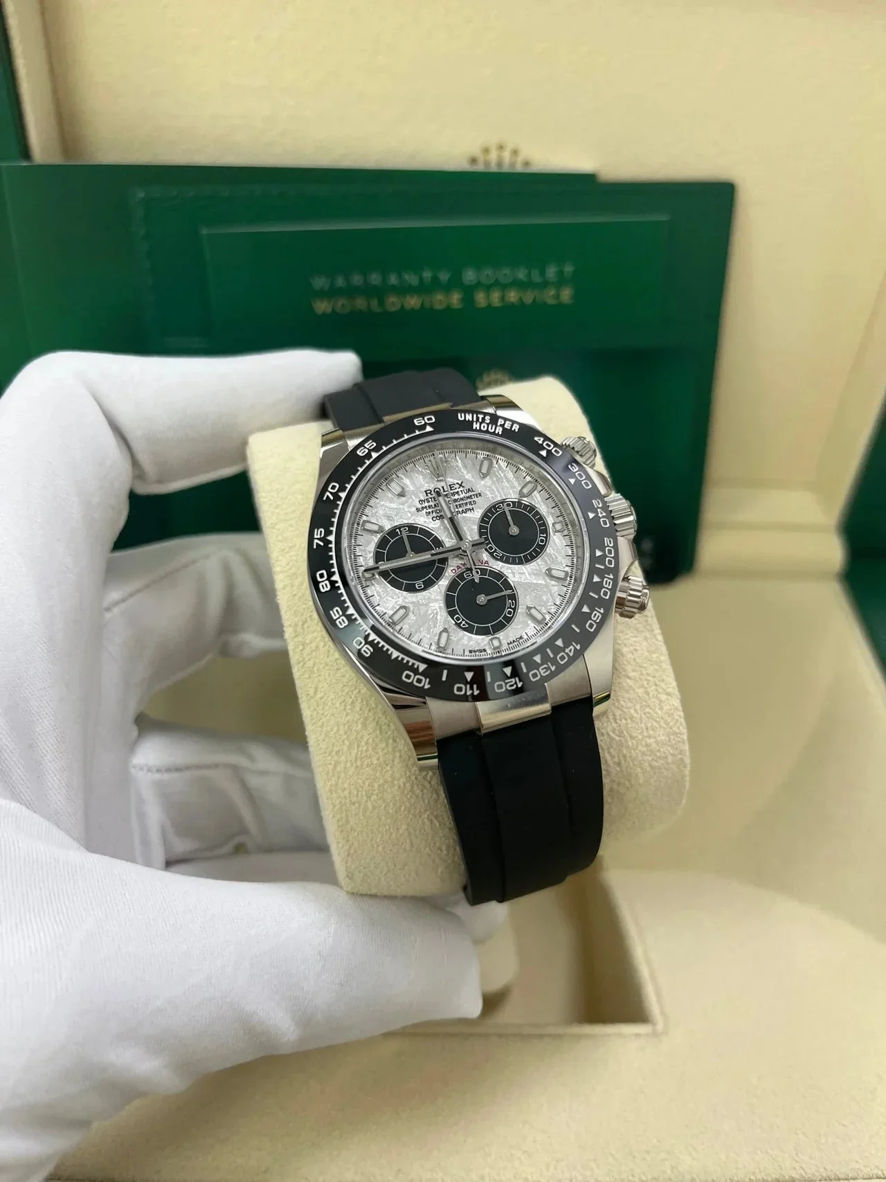 Rolex Cosmograph Daytona Silver Meteroite And Black Dial Oysterflex – gallery view