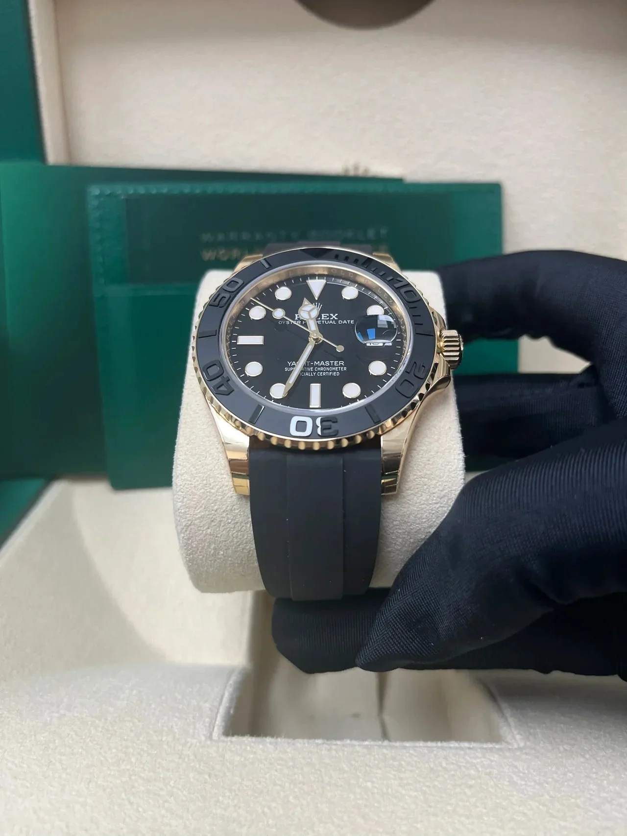 Rolex Yacht-Master Gold Black Dial Oysterflex 226658 – gallery view
