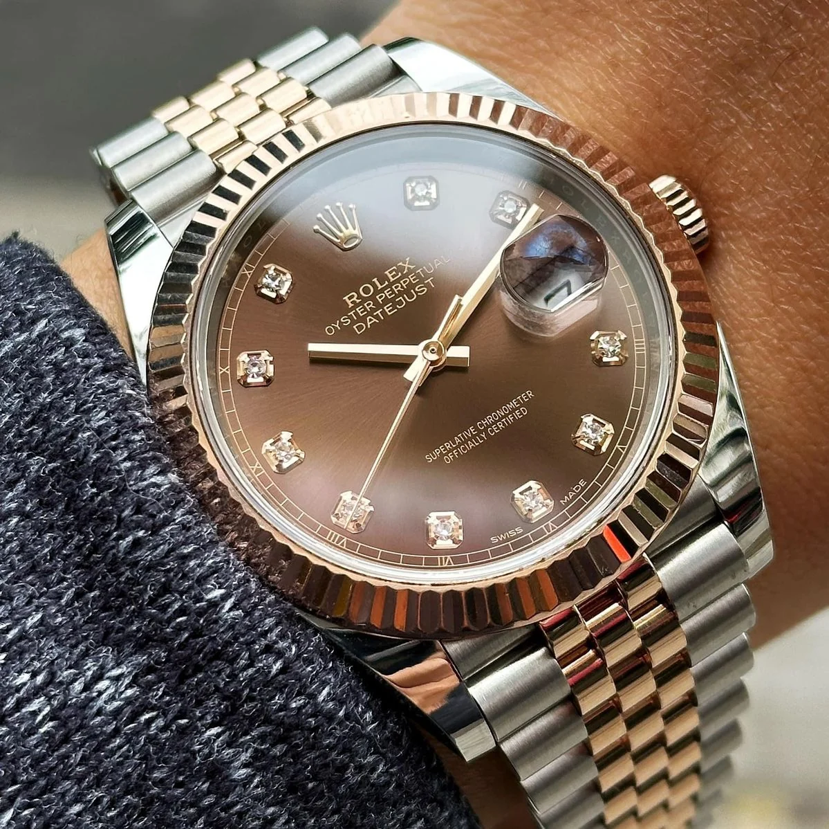 Rolex Datejust Two-Tone Rose Gold / Brown – gallery view