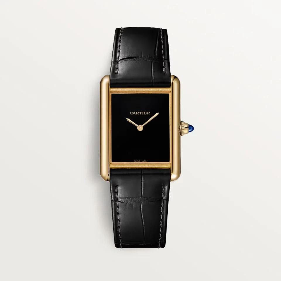 TANK LOUIS CARTIER WATCH gold/black full – main view