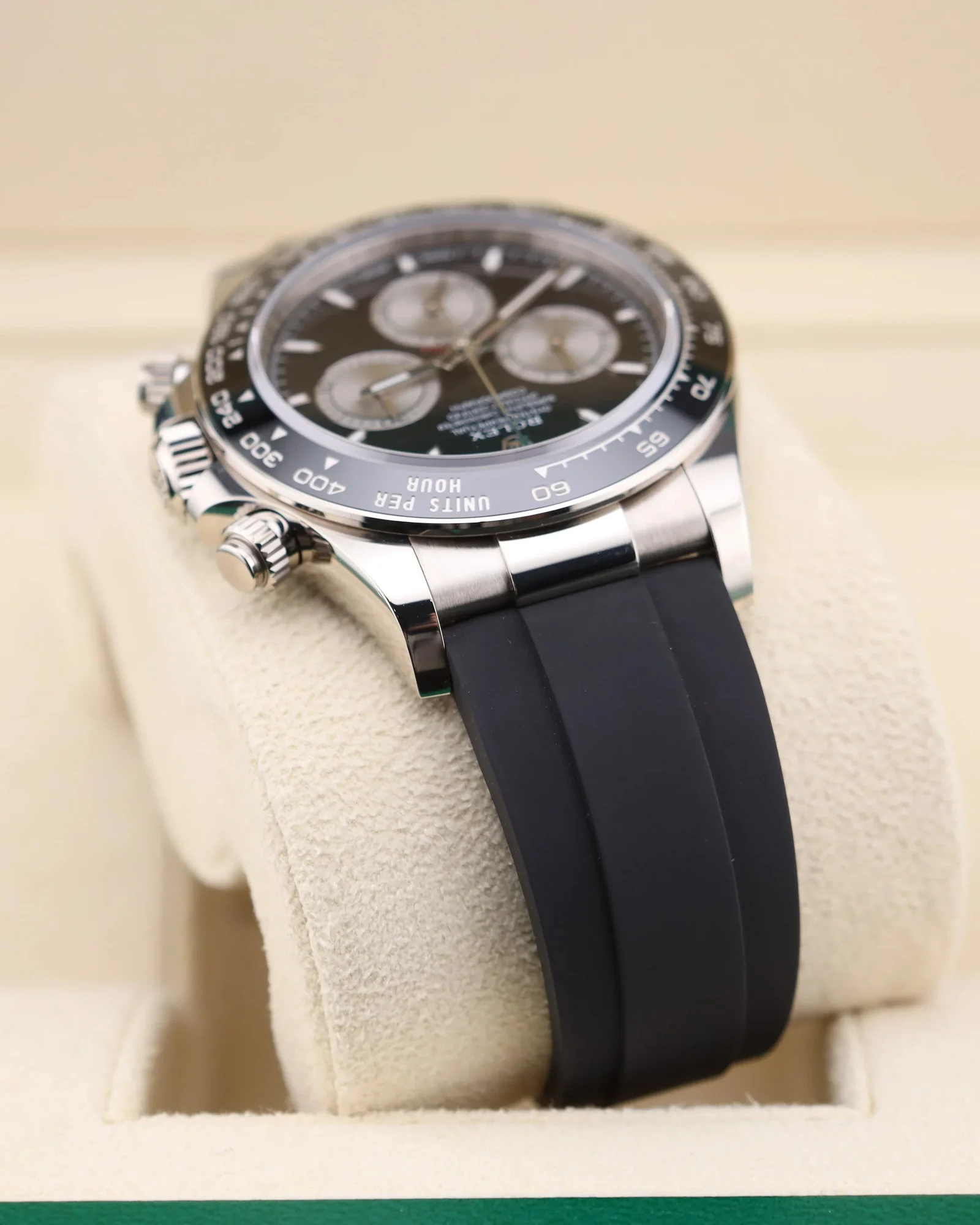 Rolex Cosmograph Daytona White Black Dial On Oysterflex 126519LN – gallery view