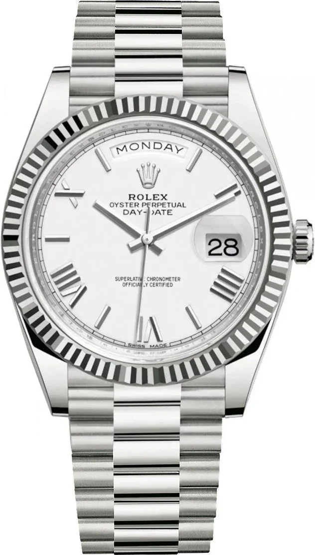Rolex Day-Date 40 White Roman Dial – main view