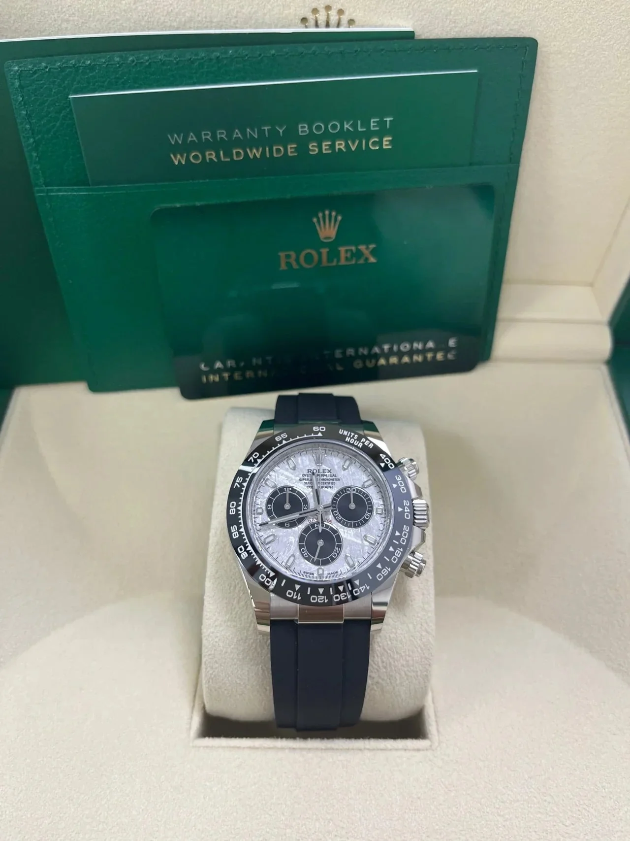 Rolex Cosmograph Daytona Silver Meteroite And Black Dial Oysterflex – gallery view