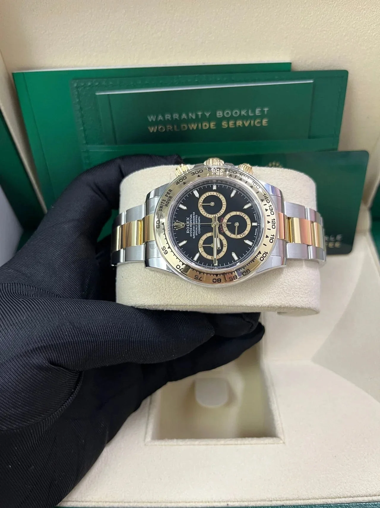 Rolex Cosmograph Daytona Gold And Black Dial Oyster Bracelet 126503 – gallery view