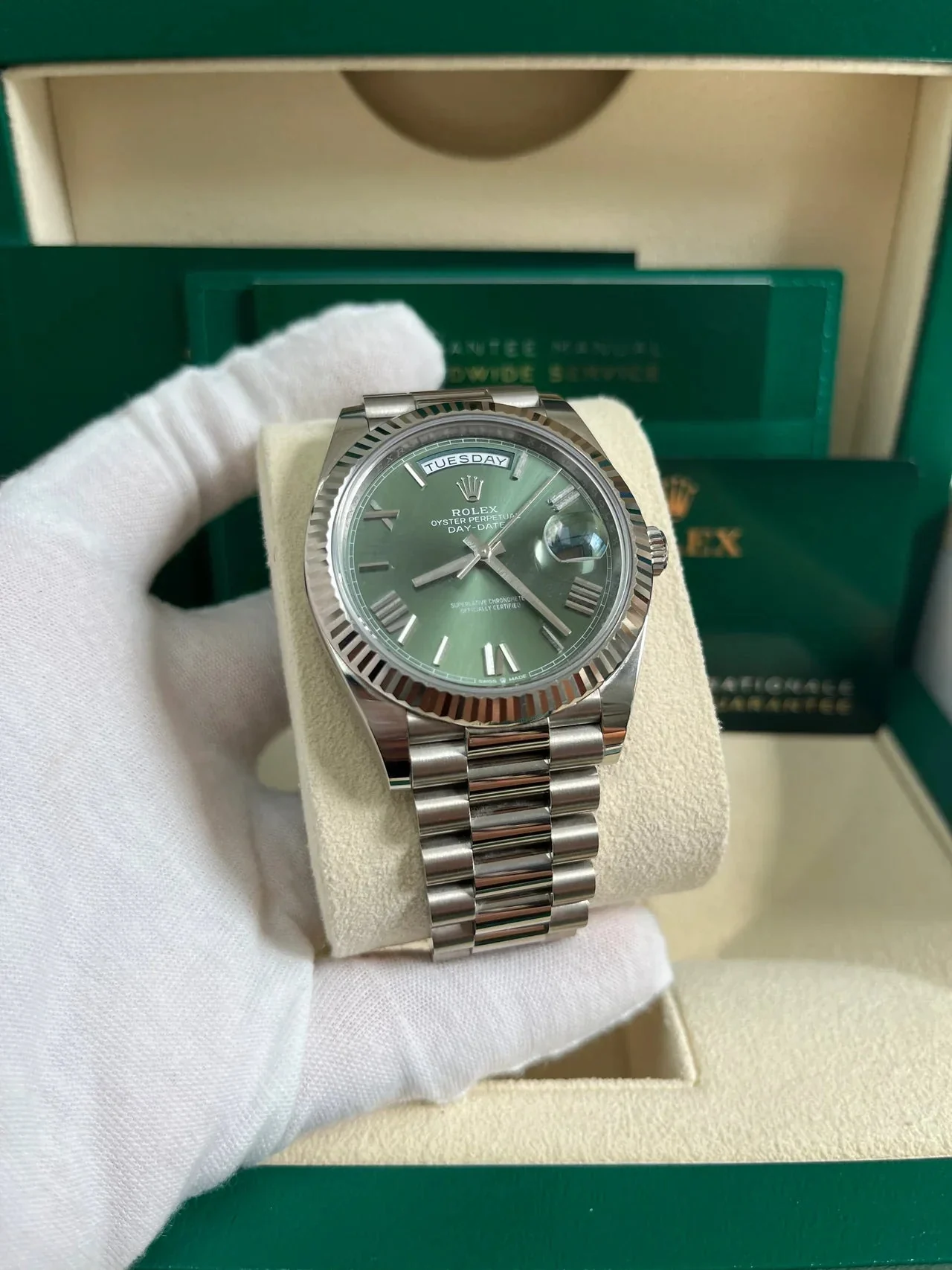Rolex Day-Date Olive Green Silver – gallery view