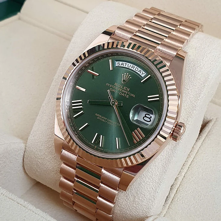 Rolex DayDate 40 Olive Rose Gold Men's – gallery view