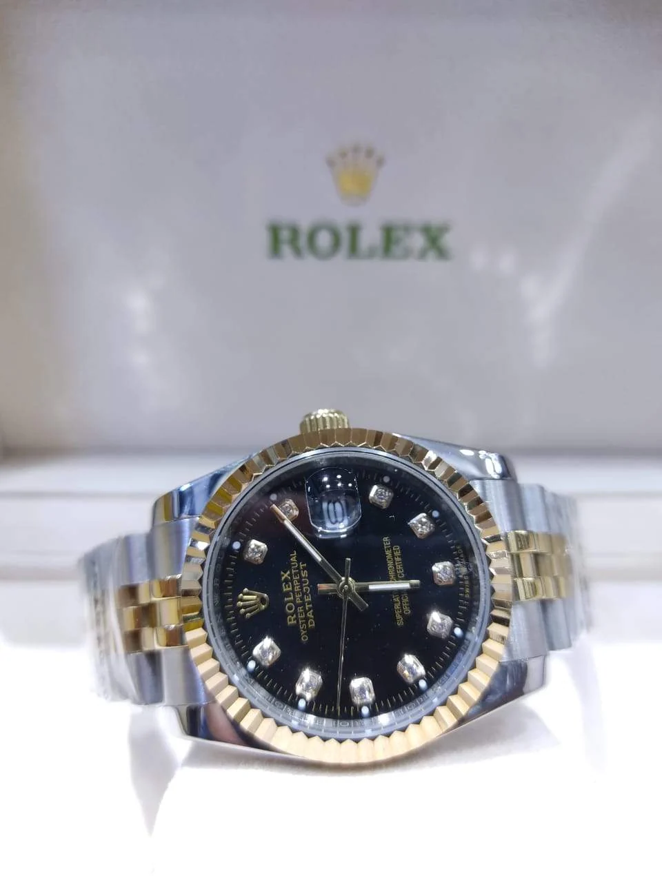 Rolex Datejust 36mm Two-Tone Gold Dial Black Ladies – gallery view