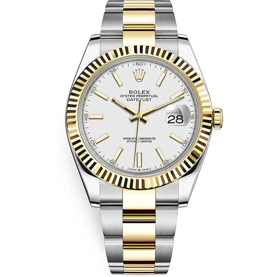 Rolex Datejust 41mm White Dial Fluted Bezel – main view