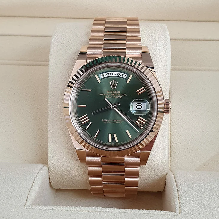 Rolex DayDate 40 Olive Rose Gold Men's – gallery view
