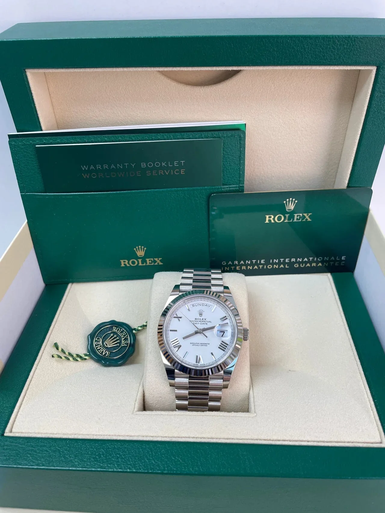Rolex Day-Date 40 White Roman Dial – gallery view